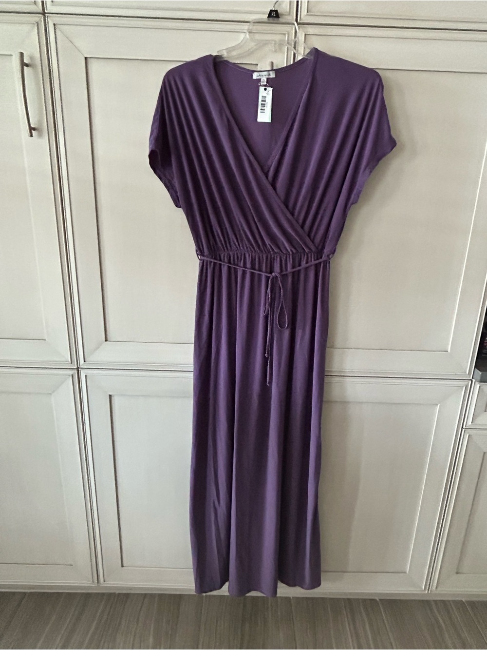 white birch Plum Wrap-Front Maxi Dress with Drawstring Waist